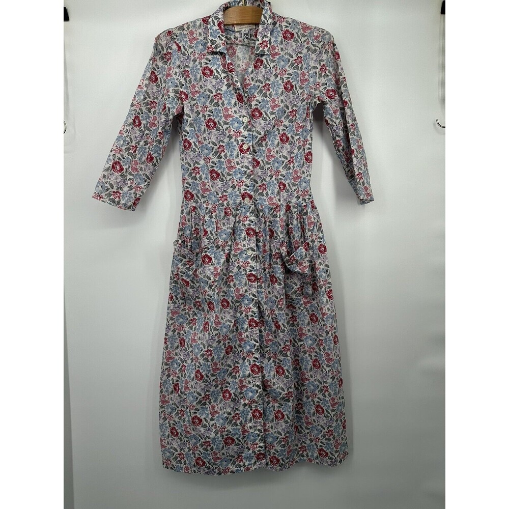 Vintage CottageCore lace, crochet England‎  petite maxi prairie dress 10/ S